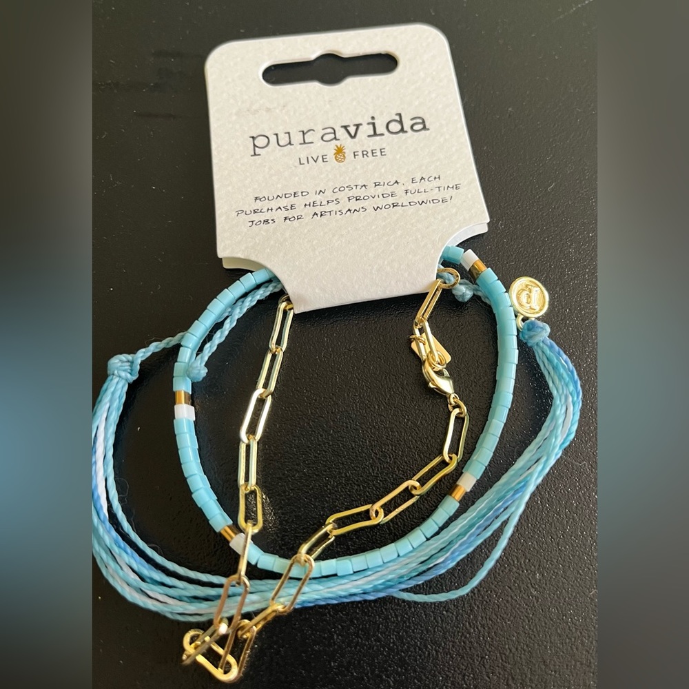 Pura Vida bracelets set of three NWT blue